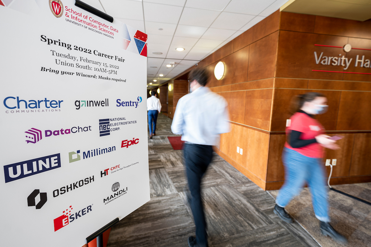 photo of a poster at the CDIS job fair in Varsity Hall.