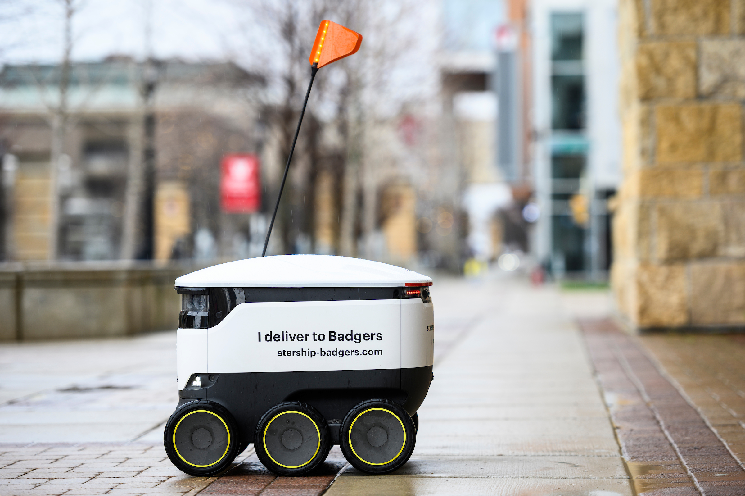 food delivery robot on campus