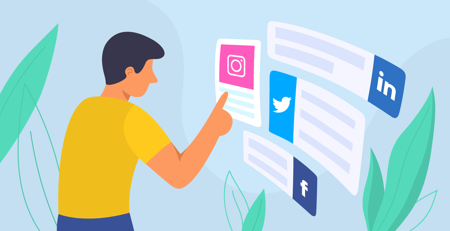 illustration of person using social media