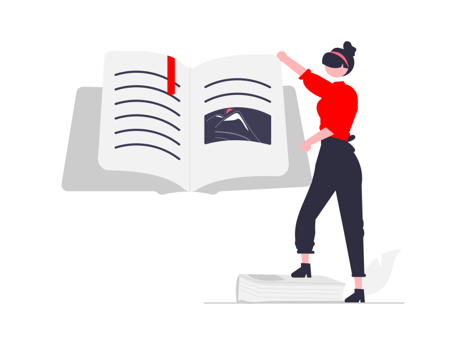 Graphic of someone by book