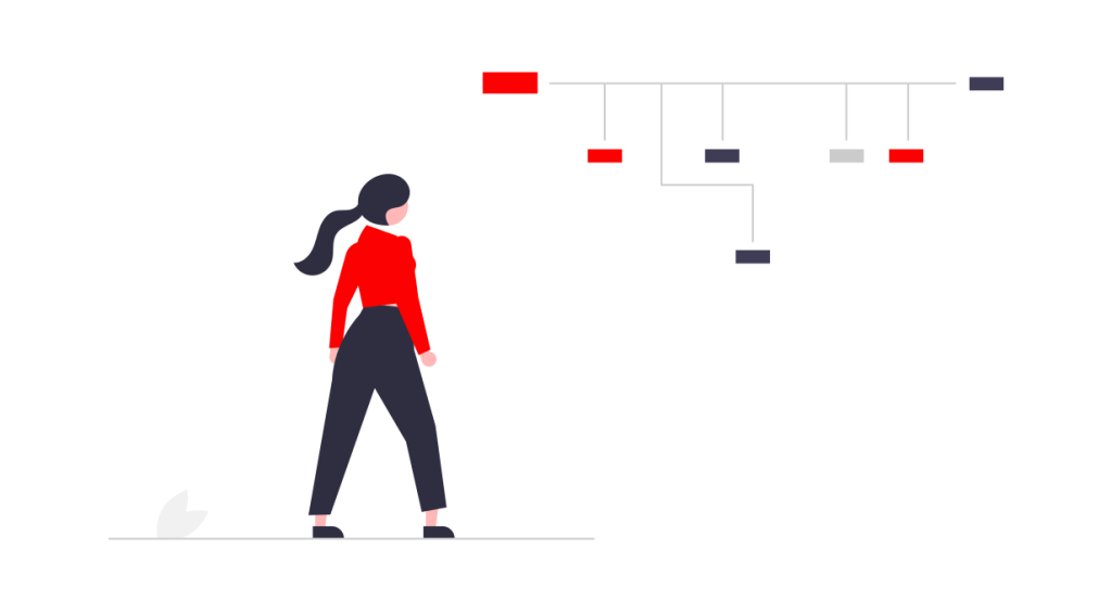 Illustration of woman looking at graph