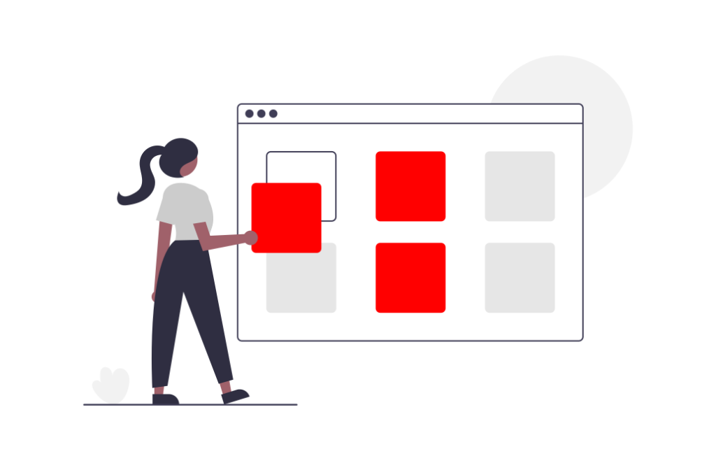 Graphic of woman at screen