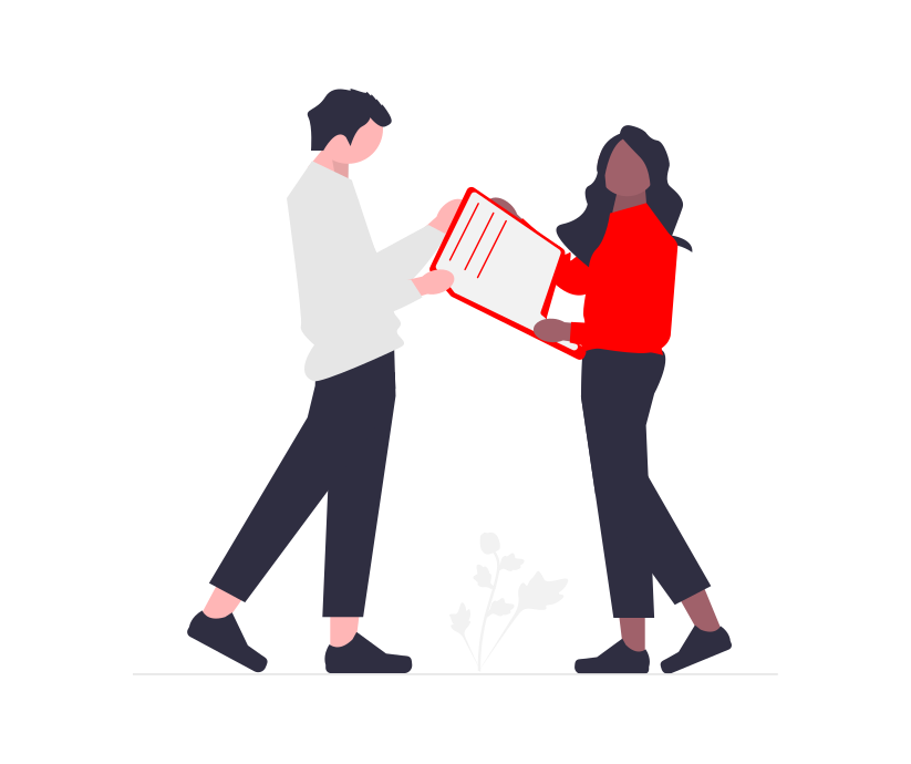 Person handing off resume to someone else
