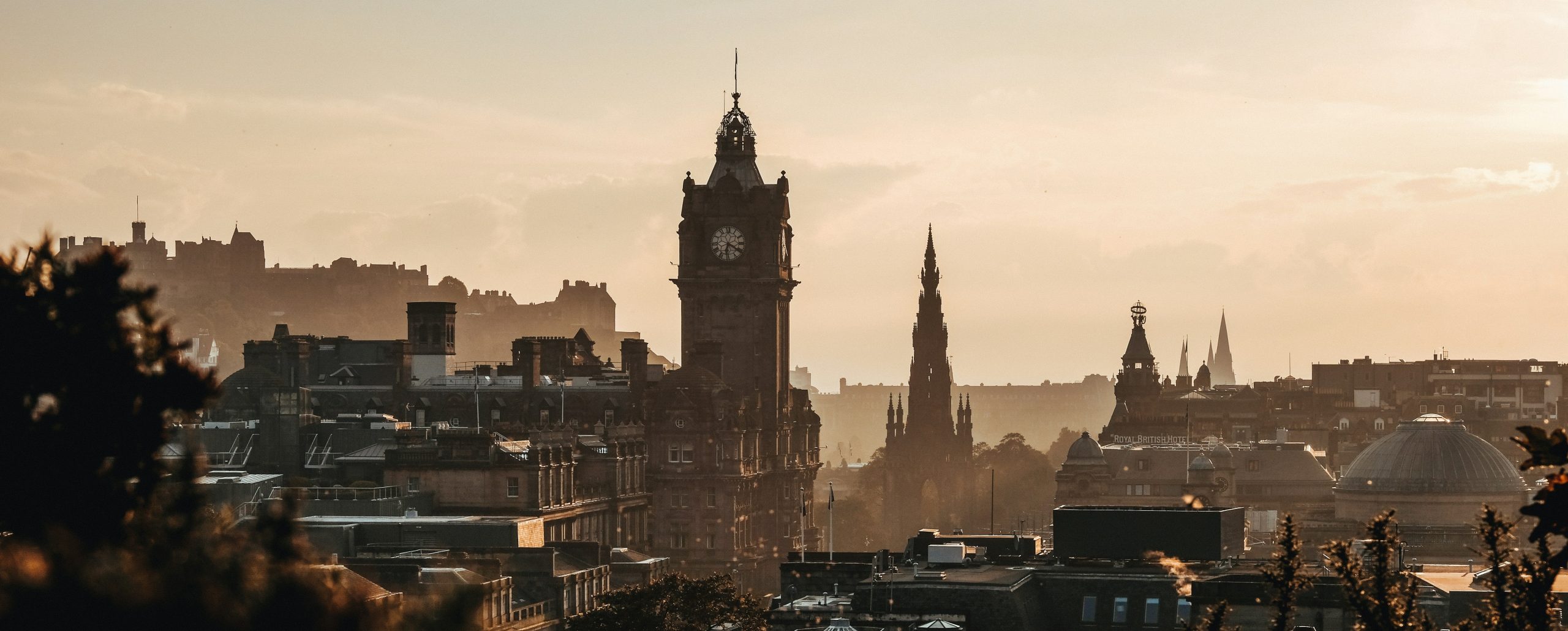 Edinburgh, Scotland skyline on an autumn evening
