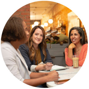 Three women having a conversation