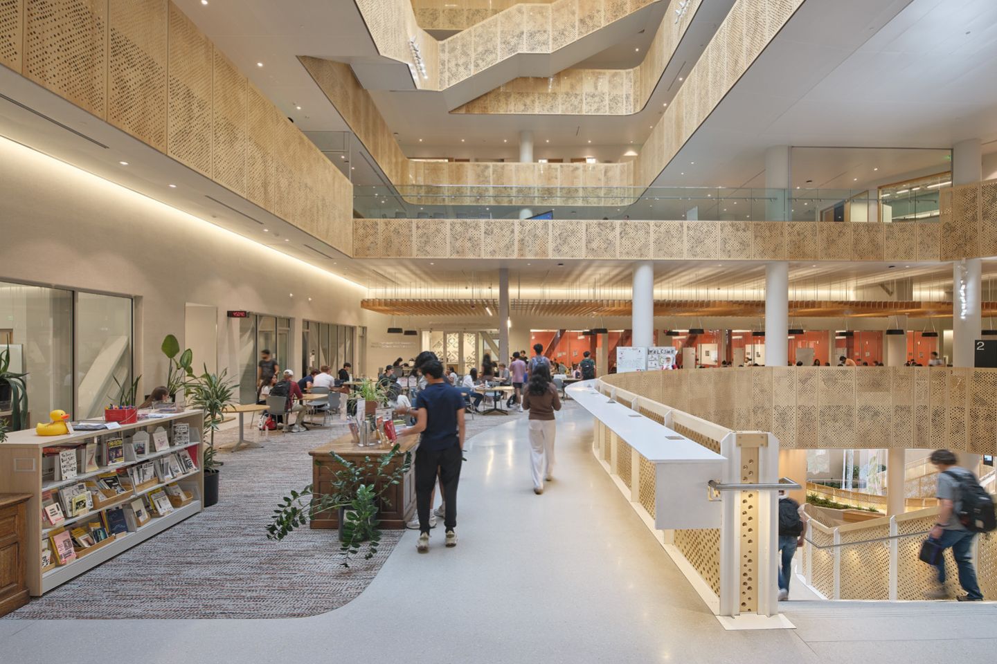 Students in academic building