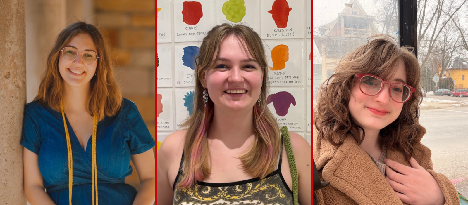 Three students' headshots: Kathryn Kulie, Sophia Auron and Hazel Johnson