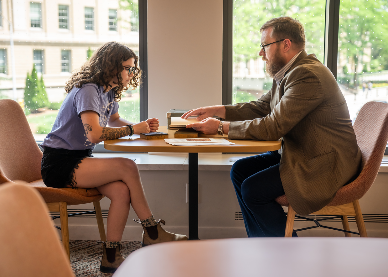 Professor with student