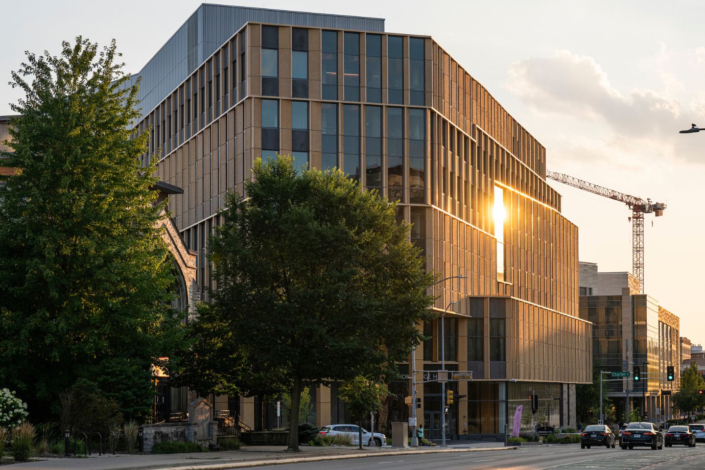 Morgridge Hall at sunset